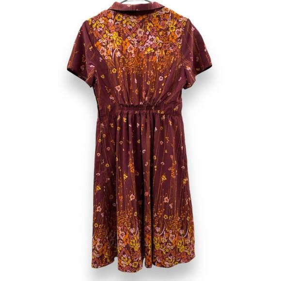 ModCloth Lively Identity Burgundy Floral Short Sleeve Mini Dress Size L NEW - Picture 7 of 13